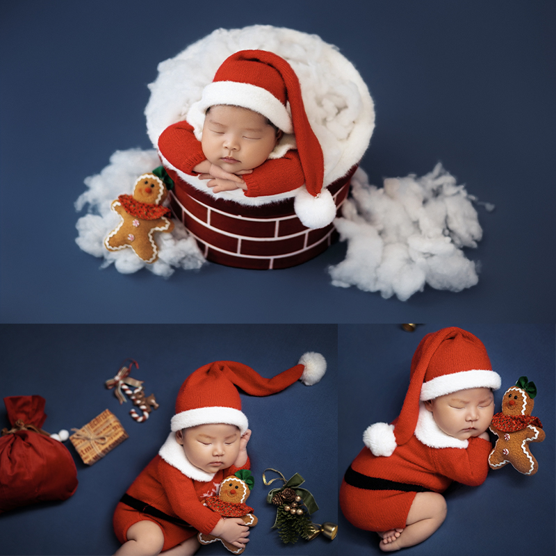 Elf Costume Christmas - Kerstman pasgeboren fotokleding baby kerstmuts rompertjes