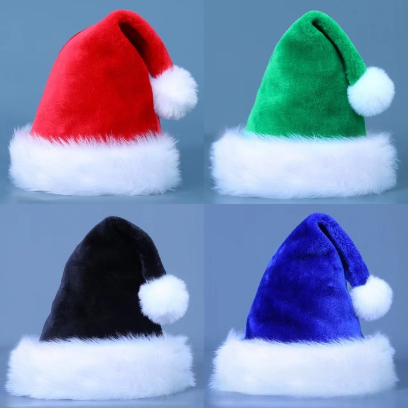 Santa Hat Plush - 1pcPluche Kerstmutsen Fluwelen Kerstmuts Dikker Pluche